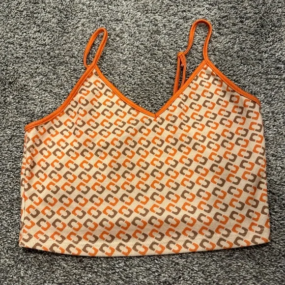 SHEIN Orange White Sleeveless Crop Camisole - Picture 1 of 2